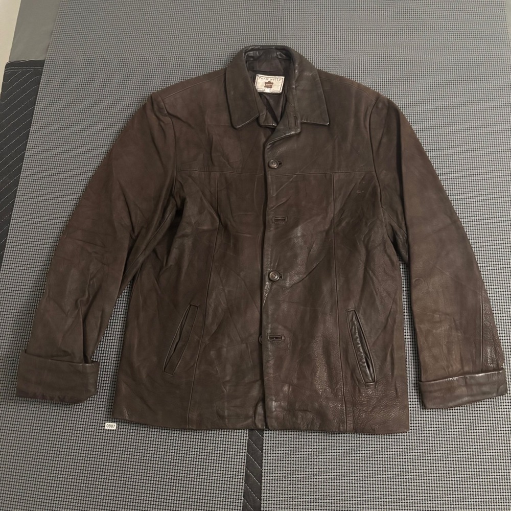 Vera Pelle Mens Dark Brown Genuine Leather Jacket Size 52 Italian Echtes Leder